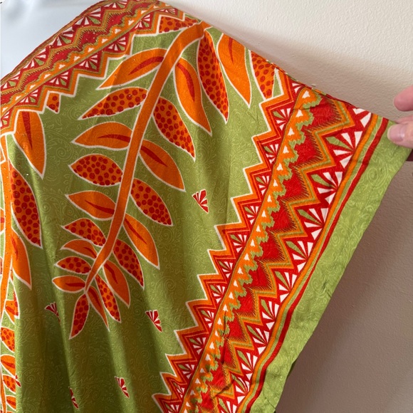 Sante Vibrant Green and Orange Floral V Neckline MuMu Kaftan SKU1102 - Picture 4 of 8